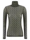 Dries Van Noten Geometric Pattern Turtleneck Long Sleeve Sweater In Multi