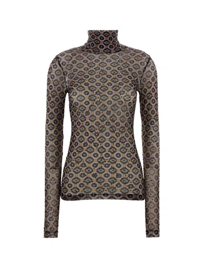 Dries Van Noten Printed Stretch Tulle Hoyser T-shirt In Black