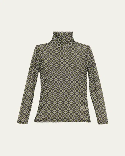 Dries Van Noten Hoyser Turtleneck Long-sleeve Blouse In Green