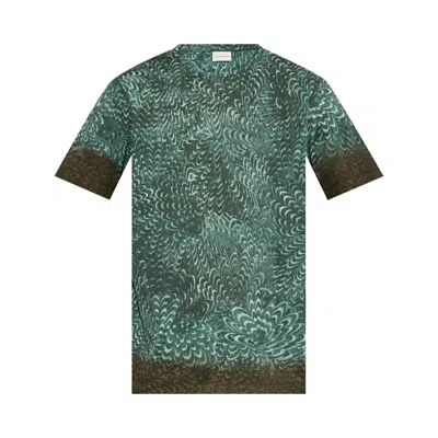Pre-owned Dries Van Noten Hubba Print T-shirt 'petrol' | Blue | Men's Size M