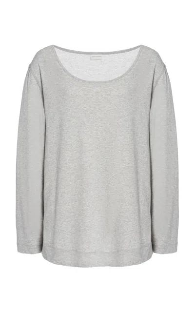 Dries Van Noten Hulleta Ballet-neck Cotton-jersey Top In Gray