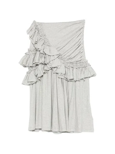 Dries Van Noten Humairah Cotton Midi Skirt In Gray