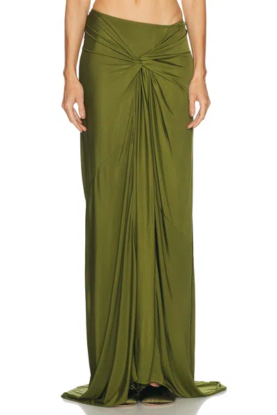 Dries Van Noten Gathered Satin-jersey Maxi Skirt In Green