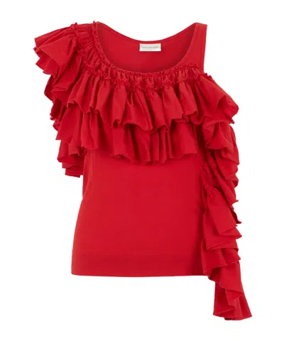 Dries Van Noten Humza Ruffled Vest In Red