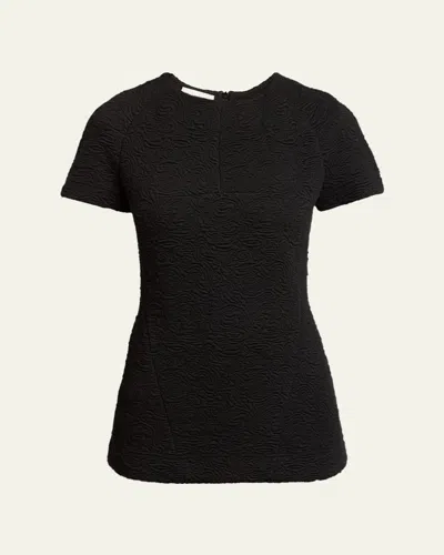 Dries Van Noten Hunelly Textured Short-sleeve Top In Black