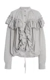 Dries Van Noten Hunver Ruffled Cotton-jersey Blouse In Gray