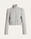 Dries Van Noten Huras Zip-up Jacket With Elastic Hem In Grey Melange