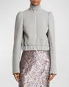 Dries Van Noten Huras Zip-up Jacket With Elastic Hem In Grey Melange