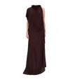 Dries Van Noten Asymmetric One-shoulder Floor-length Top In Brown