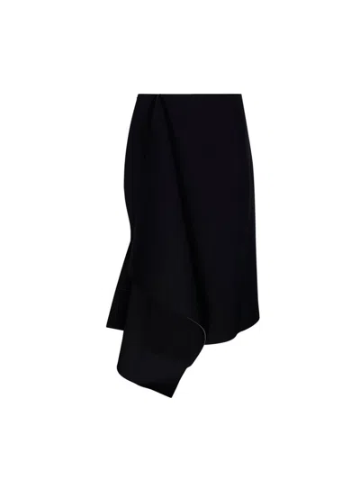 Dries Van Noten Draped Asymmetric Hem Skirt In Black