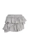 Dries Van Noten Huryl Ruffled Cotton-jersey Mini Shorts In Gray