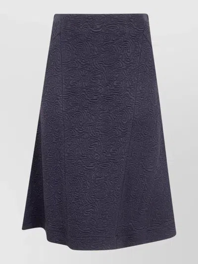 Dries Van Noten Husosy Long A Line Textured Skirt In Blue