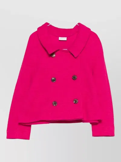 Dries Van Noten Huvia Cropped Coat Long Sleeves Buttons In Pink