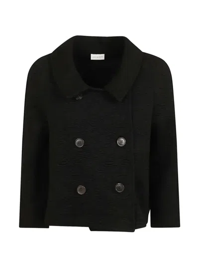 Dries Van Noten Jacquard Short Jacket Structured Voluminous Cut In Black