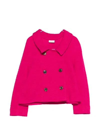 Dries Van Noten Huvia Cropped Coat Long Sleeves Buttons In Pink