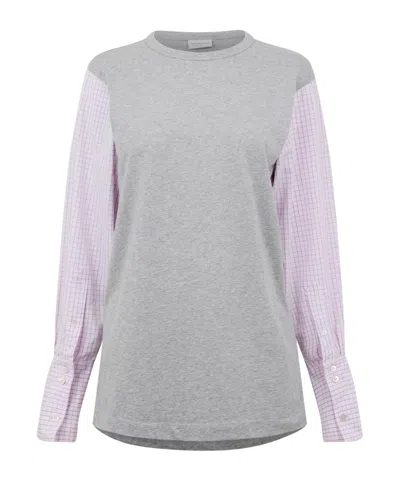 Dries Van Noten Hybrid Jersey Sleeve Top In Multi