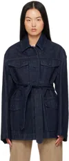 DRIES VAN NOTEN INDIGO BELTED DENIM JACKET