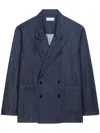Dries Van Noten Men Double-breasted Denim Blazer In Blue
