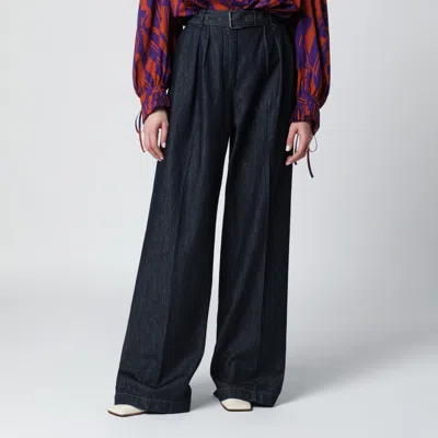 Dries Van Noten Indigo Blue Wide-leg Denim Trousers Women In Black
