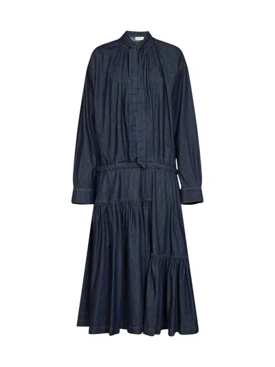 Dries Van Noten Indigo Cotton Denim Denvy Midi Dress In Blue