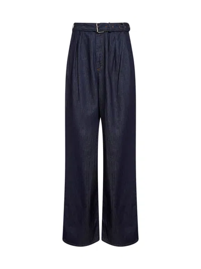 Dries Van Noten Indigo Denim Belted Wide-leg Jeans In Black
