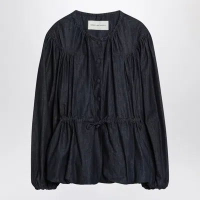 Dries Van Noten Indigo Denim Jacket With Drawstring Women In Blue