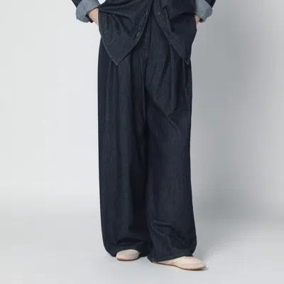 Dries Van Noten Indigo Denim Wide-leg Trousers With Pleats Women In Blue