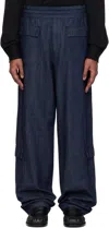 Dries Van Noten Indigo Elasticized Cargo Jeans In 507 Indigo
