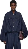 Dries Van Noten Womens Indigo Vesto Gathered-hem Denim Jacket In 507 Indigo
