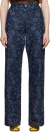 Dries Van Noten Indigo Printed Denim Jeans In 507 Indigo