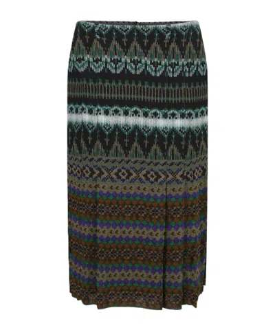 Dries Van Noten Intarsia Knit Midi Skirt In Multi