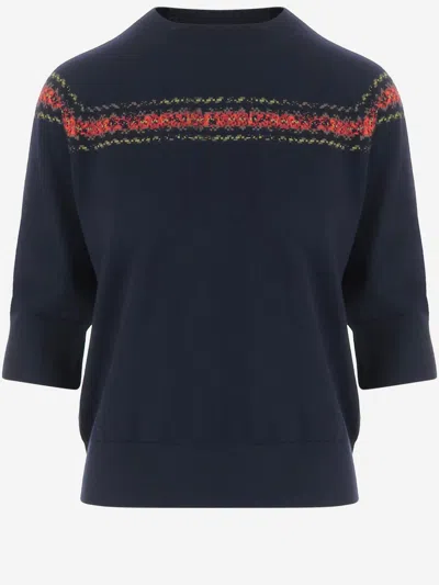 Dries Van Noten Intarsia-knit Crew Neck Sweater In Blue