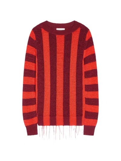 Dries Van Noten Intarsia-stripes Sweater In Red