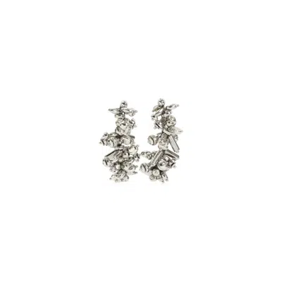 Dries Van Noten Intricate Metallic Brass Earrings In Silver