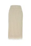 Dries Van Noten Fringe Textured Finish Skirt In White