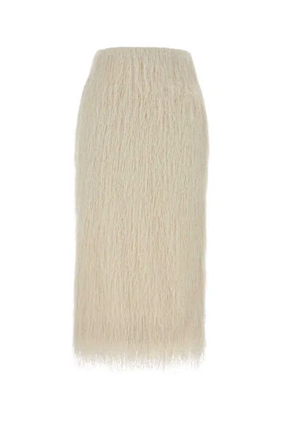 DRIES VAN NOTEN IVORY POLYESTER SOKNA SKIRT