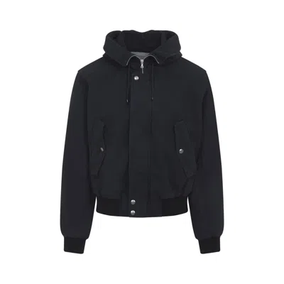 Dries Van Noten Modern Hooded Jacket Ribbed Cuffs In Black