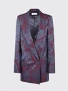 Dries Van Noten Floral Long Sleeve Jacket Front Pockets In Purple