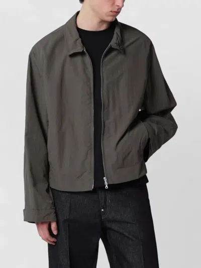 Dries Van Noten Jacket Elasticated Hem Long Sleeves Point Collar In Gray