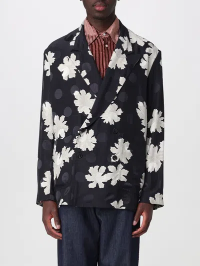 Dries Van Noten Caplans Double Breasted Blazer Floral Polka In Black