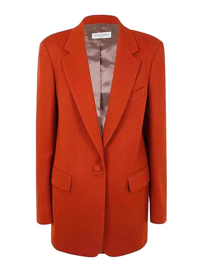 ジャケット DRIES VAN NOTEN RED SINGLE-BREASTED JACKET IN WOOL Dries Van Noten Red Single-breasted Jacket In Wool In Orange