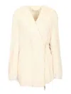 Dries Van Noten Jacket With Fringes Coats White In White