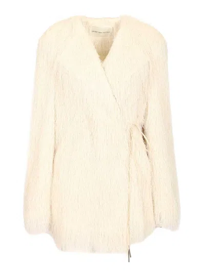 Dries Van Noten Jacket With Fringes Coats White