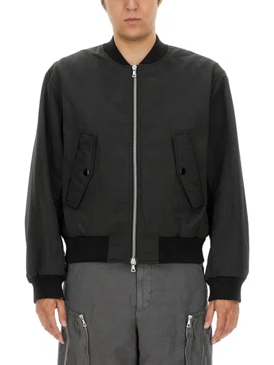 Dries Van Noten Black Padded Bomber Jacket In 900 Black