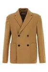 Dries Van Noten Wool Blend Double-breasted Blazer With Front Pockets In Brown