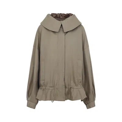 Dries Van Noten Villas Cotton Hooded Jacket Front Pockets In Green