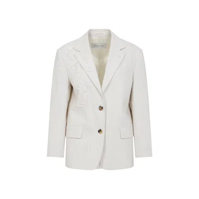 Dries Van Noten Tailored Ecru Blazer In Animal Print