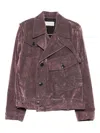 Dries Van Noten Corduroy Blazer With Belted Hem And Pockets In Purple
