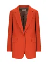 Dries Van Noten Single-breasted Blazer In Orange Wool In Red