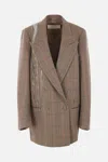 Dries Van Noten Double-breasted Crystal-embellished Checked Wool Blazer In Rust